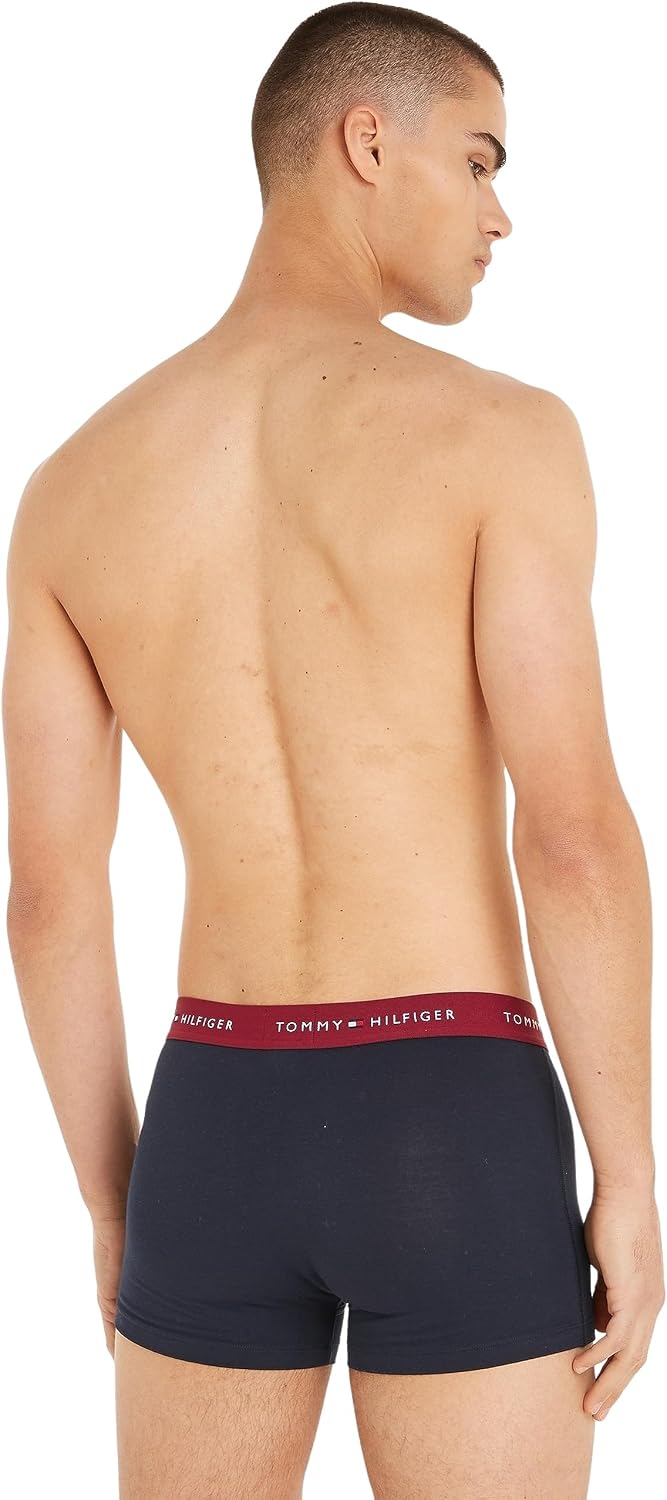 Tommy Hilfiger Herren 3er Pack Boxershorts Trunks Unterwäsche S Blue (Rouge/Nouveau Green/Desert Sky