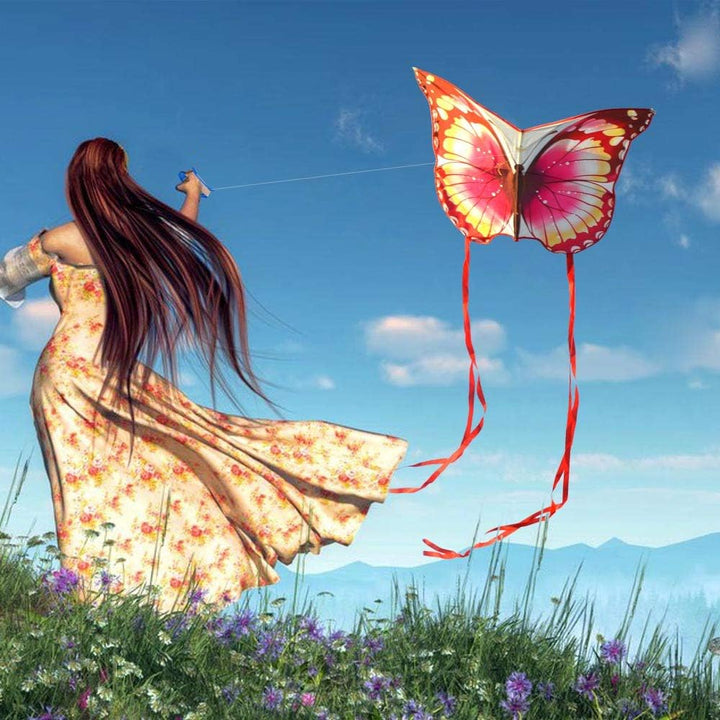 Mint's Colorful Life Schmetterling Drachen flugdrachen für Kinder und Erwachsene. Pink, Pink