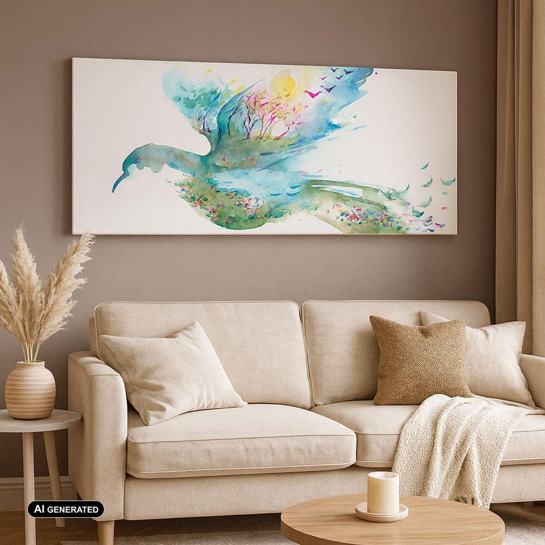 Wandbilder Dekoration Wohnzimmer Abstraktion Vogel Natur Bewegung Panorama Bilder auf Leinwand 120x5