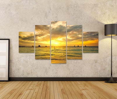 Bild auf Leinwand Schöner Sonnenuntergang Auf Der Insel Boracay Philippinen Wandbild Poster Kunstdru