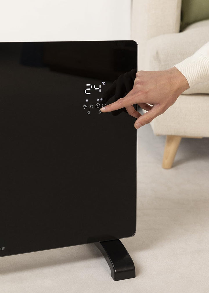 CREATE/WARM CRYSTAL 1500W / Konvektionsheizung Glaskonvektor Elektroheizer/Schwarz/WLAN & APP Konnek