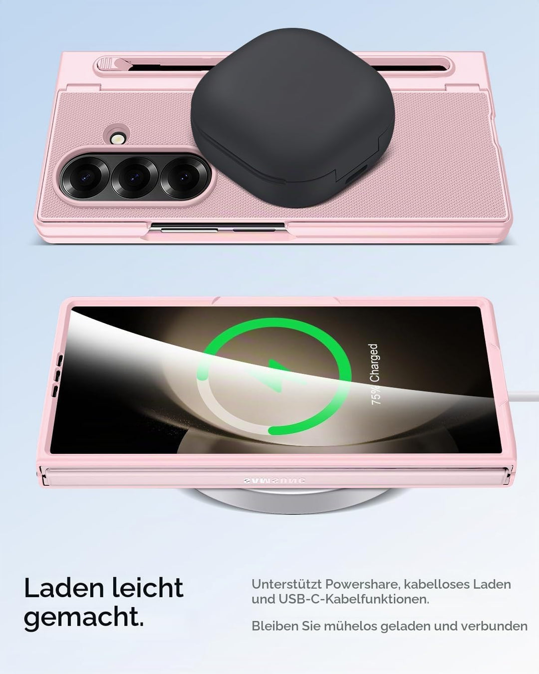 Miimall Kompatibel mit Samsung Galaxy Z Fold 5 Hülle mit S-Pen &amp; Stifthalter, [HD Displayschutz] Ult