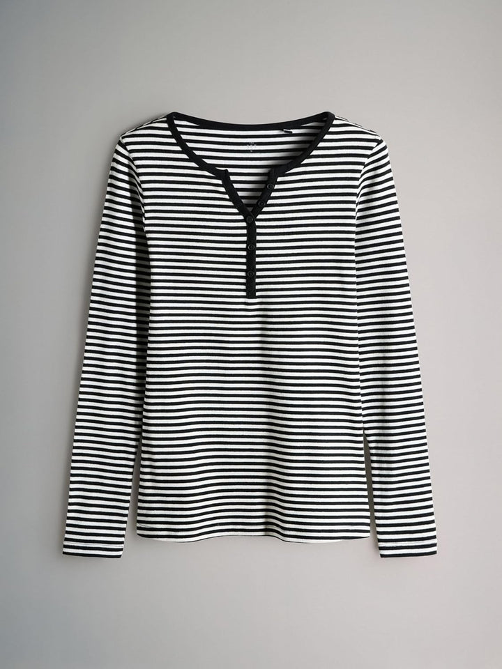 THE SET Damen t gerippte Henley-Langarmshirts, 4er-Pack S Berry/Stripe/Pink/White, S Berry/Stripe/Pi