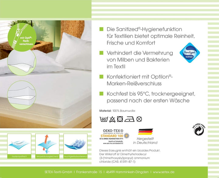 Setex Matratzenschutz, baumwolle, Weiss, 90 x 200 cm Weiss 90 x 200 cm, Weiss 90 x 200 cm