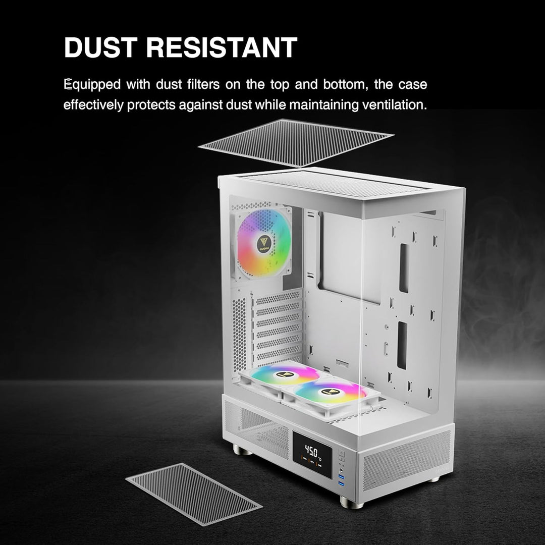 GAMDIAS Atlas E1 ATX Gaming Midi-Tower PC-Gehäuse,Echtzeit-Anzeige mit Software, Enthalten 3 x 120mm