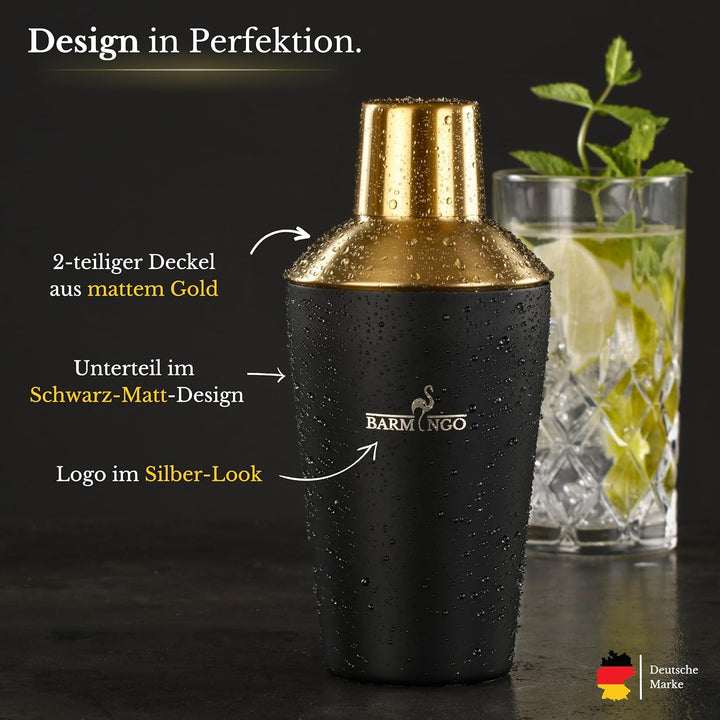 BARMINGO® Cocktail Shaker Set 5tlg. – 500ml Edelstahl Cocktail Shaker mit Bar Zubehör, Cocktail Set