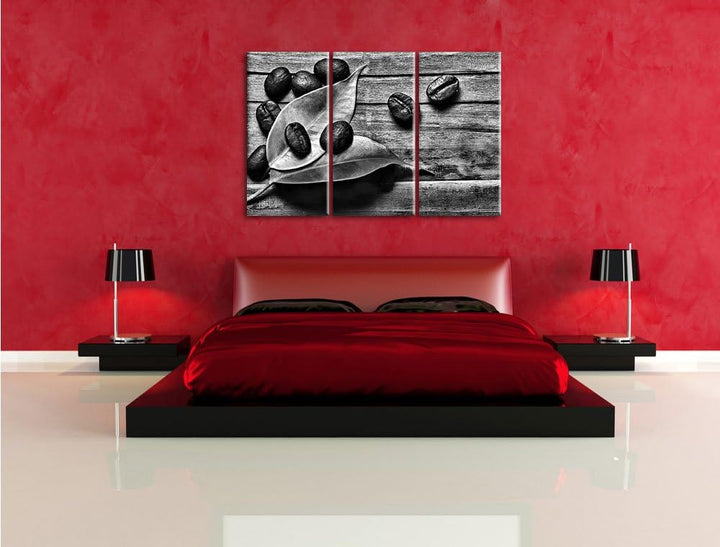 Pixxprint Kaffee Mahlen als Leinwandbild/Grösse: 3 Teilig (120x80) cm/Wandbild/Kunstdruck/fertig bes