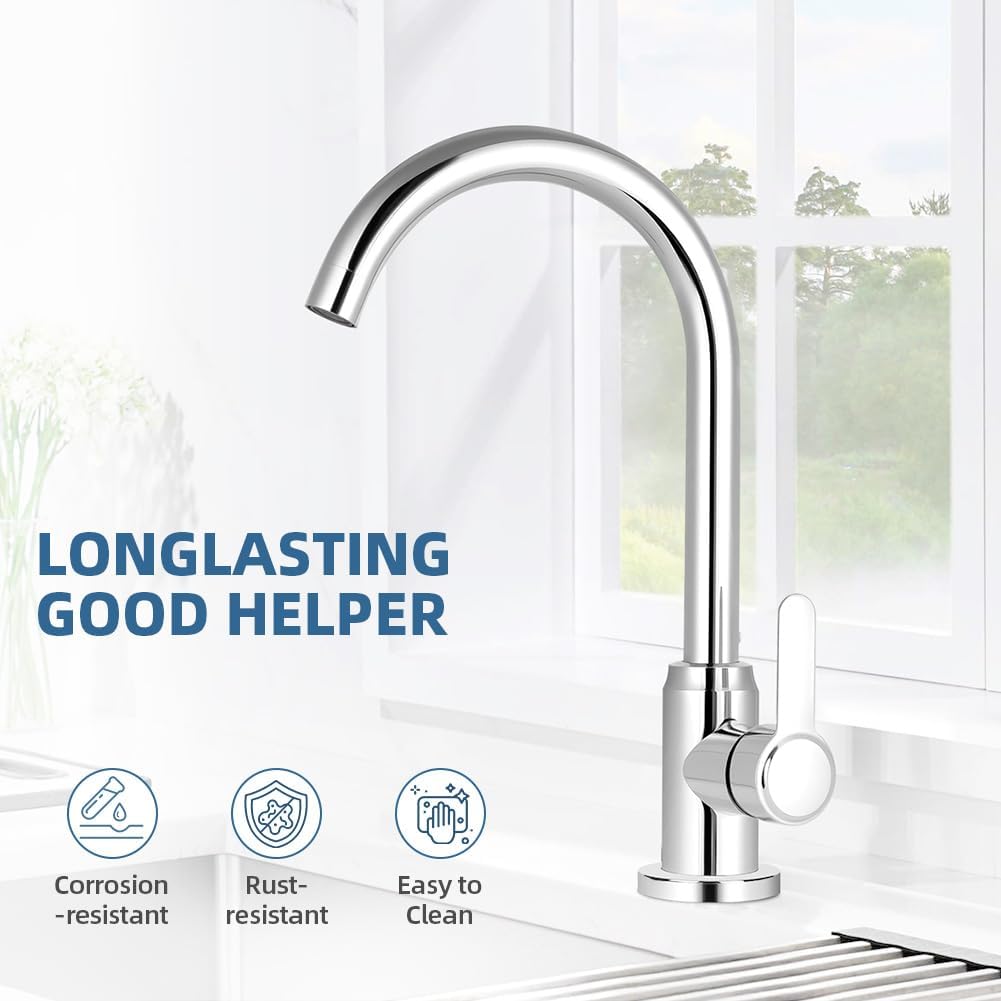 Flintronic Wasserhahn Küche, Spültischarmatur mit Wasserspar Aerator, Mischbatterie Küche 360° Schwe