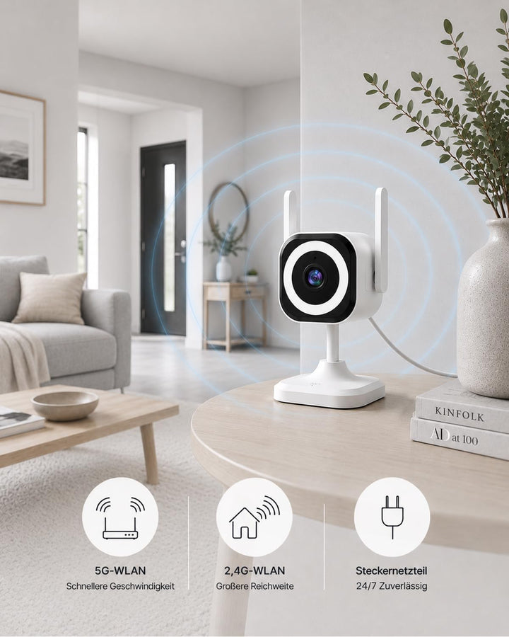 2K 5G Überwachungskamera Aussen Innen, Indoor Kamera Überwachung für Baby Monitor, Haustierkamera, Ä
