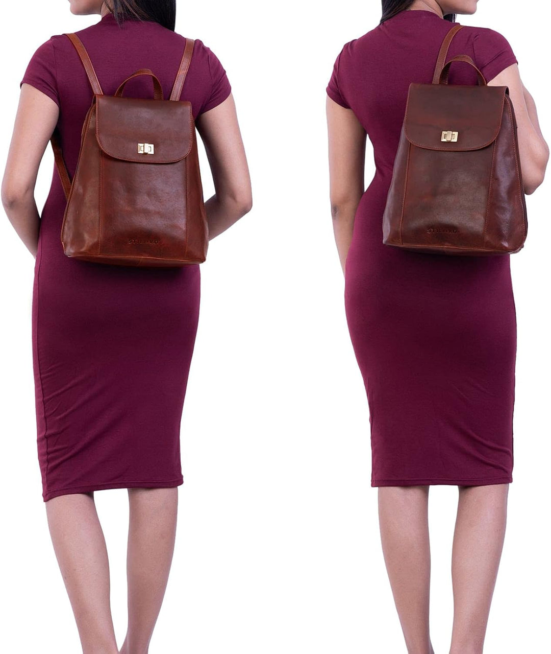 STILORD 'Victoria II' Lederrucksack Damen Vintage Rucksack für 13 Zoll MacBook DIN A4 Elegante Rucks