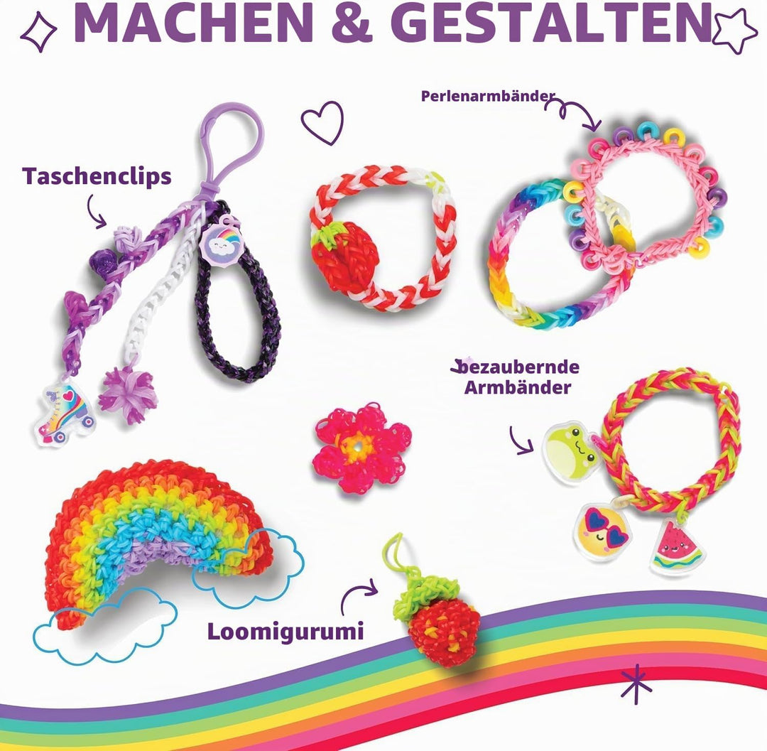 BANDAI – Rainbow Loom Treasure Trove – Kreatives DIY-Armband-Kit – 11.000 Gummibänder, Zubehör & Auf