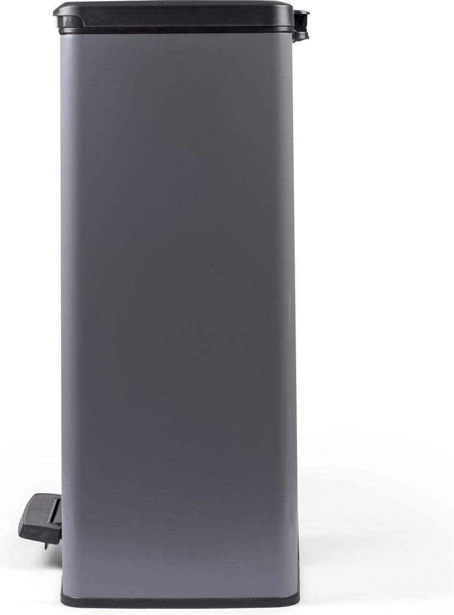 Curver Decobin Duo Tretmülleimer, 52L Gesamtvolumen, Grau – mit Mülltrennung und 2 herausnehmbaren 2