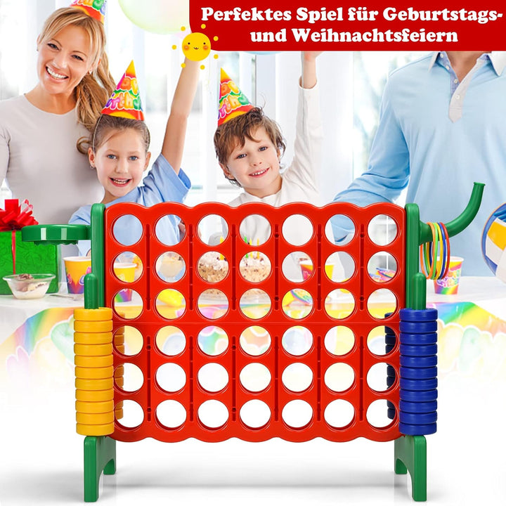 GOPLUS Riesiges 4 Gewinnt Spiel, Strategiespiel mit 42 Ringen, Basketballkorb & Wurfspiel & Schnells