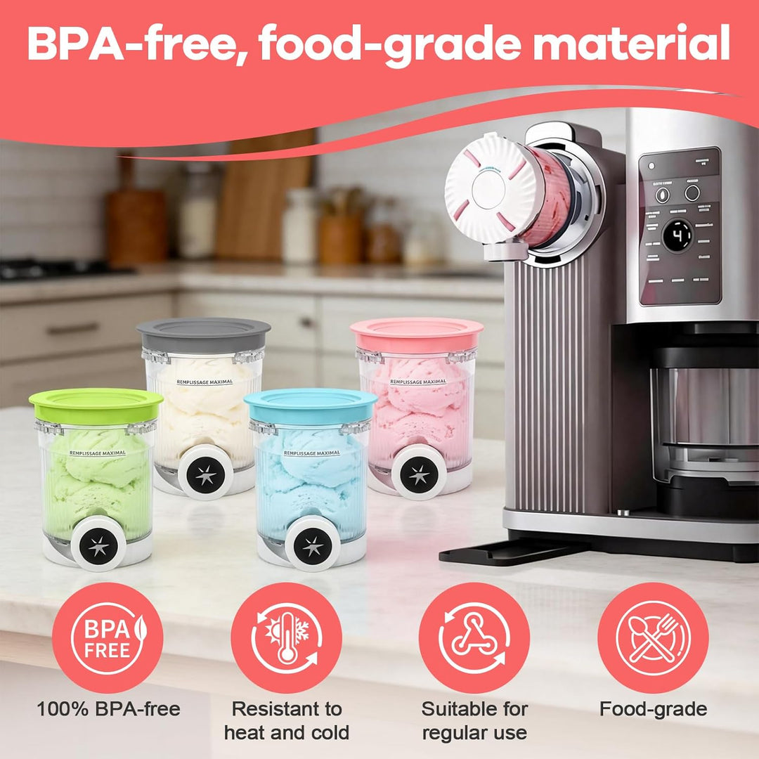 4 Stück Creami Behälter für Ninja Swirl Creami NC700 NC701EU Serie, Eiscreme Behälte 480ML BPA-Frei