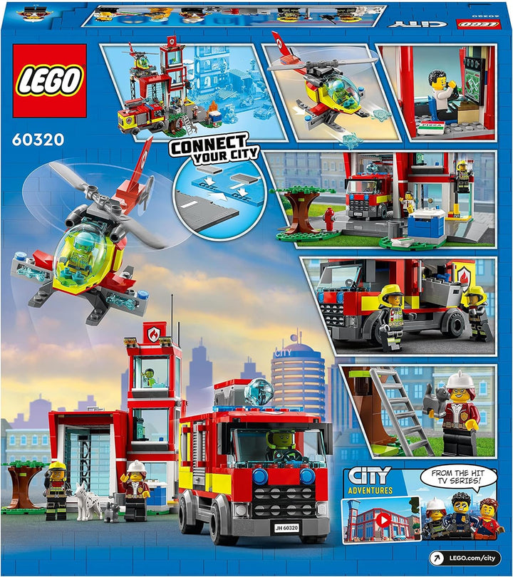 LEGO 60320 City Feuerwache, Feuerwehr-Spielzeug für Kinder ab 6 Jahren mit Garage, Feuerwehrauto und