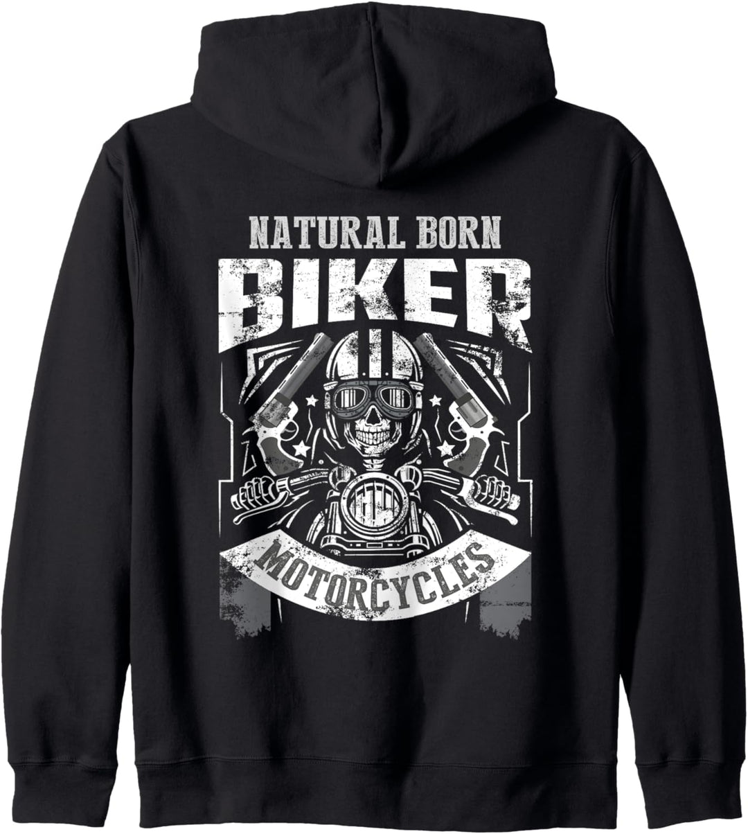Mann Natural Born Biker - Totenkopf goes Motorrad Fun Kapuzenjacke