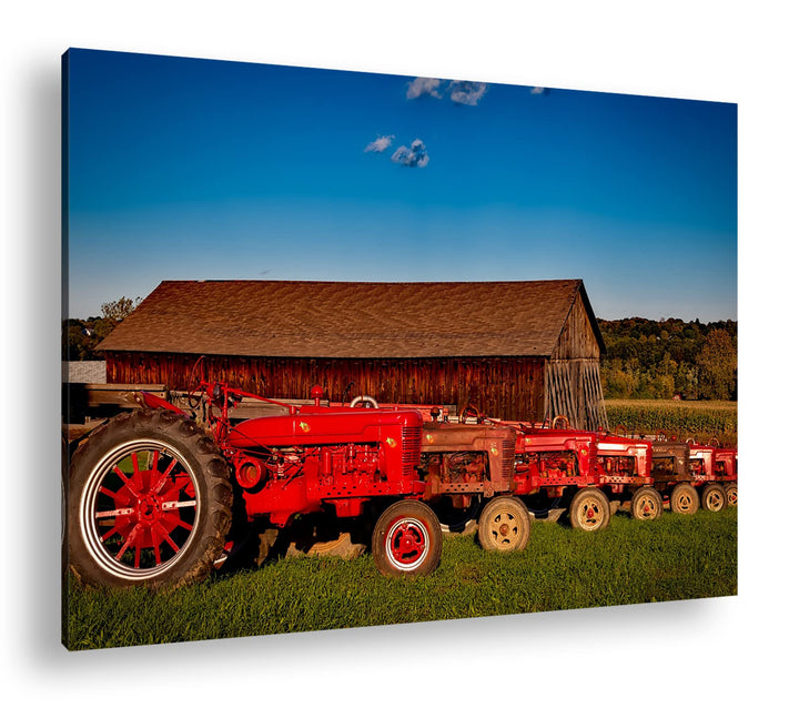 deyoli Traktoren auf einer Farm Format: 100x70 als Leinwandbild, Motiv fertig gerahmt auf Echtholzra