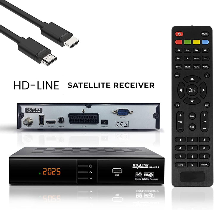 HD-LINE HDMI Receiver Satellit HD Digitaler Satelliten Receiver HDMI DVB S2 Receiver für Sat HD HDMI