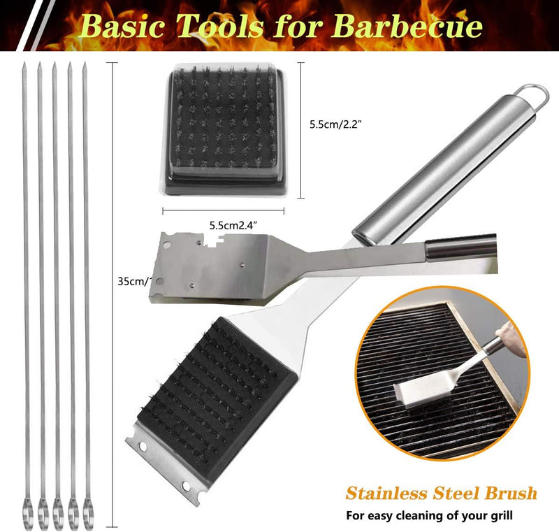 GQC 10PC Edelstahl Grillbesteck-Set Professionelle Grill Bestecksets in Tragetasche BBQ Grillwerkzeu