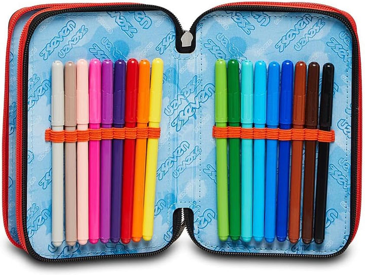Seven Federmäppchen, Mäppchen, mehrfarbig, Federtasche für Schreibwaren, Etui komplett mit Bleistift