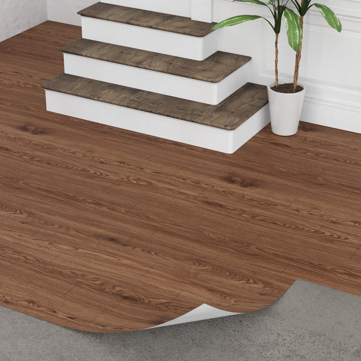 Oxdigi PVC Bodenbelag Selbstklebende 6 m², Holzoptik Vinylboden Bodenfliesen für Eingangstür, Wohnzi