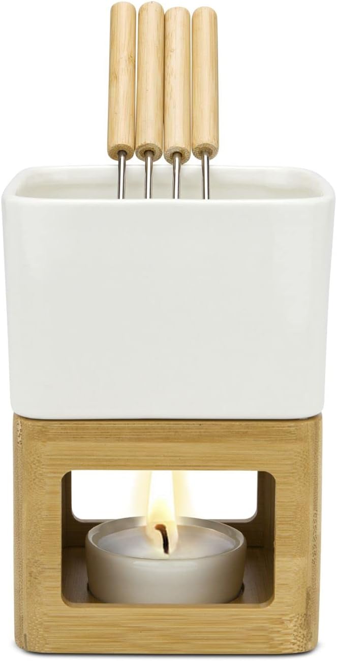 ROMINOX Geschenkartikel Schokoladenfondue // Dolce mit Topf, Stövchen, Teelichthalterung und 4 Pikse