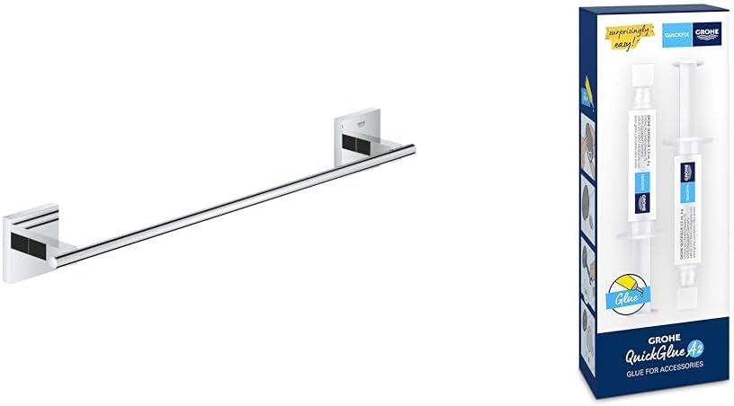 Bundle aus GROHE Start Cube - Badetuchhalter, 41089000 + GROHE QUICKFIX - Kleber- Set für Badaccesso