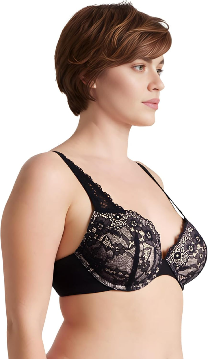 Curve Muse Damen Übergrösse Fügen Sie 1 und eine halbe Tasse hinzu Hochdrücken Bügel Spitzen-BHS 70E