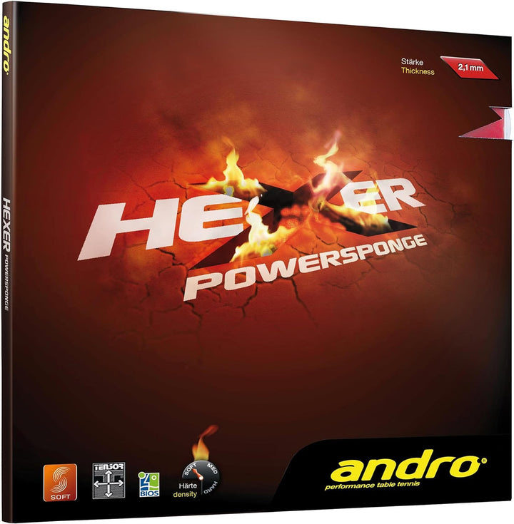 ANDRO Belag Hexer Powersponge Rot 1,9 mm, Rot 1,9 mm