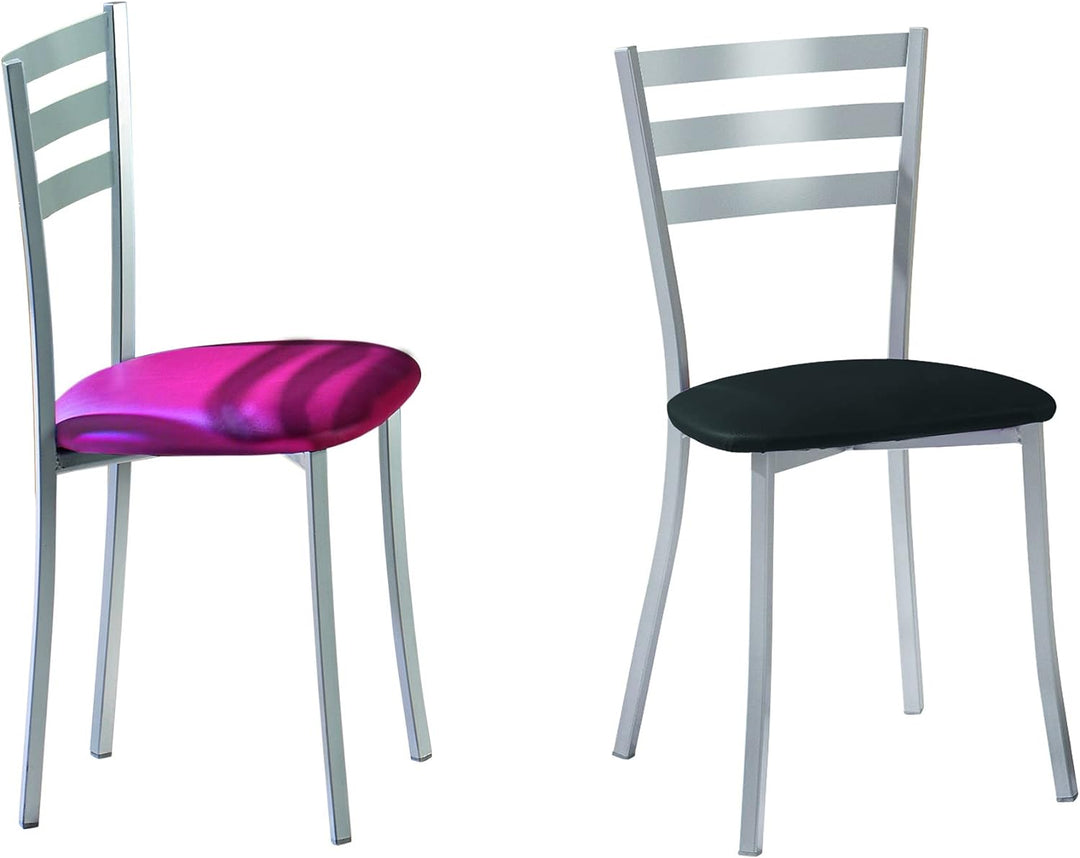 ASTIMESA SCRRGR Zwei Küchenstühle, Kunstleder,Metall, grau, Altura de asiento 45 cms