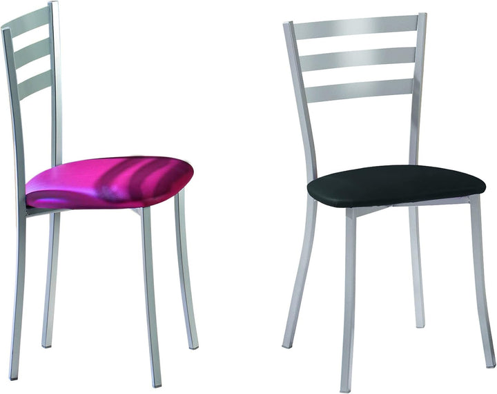 ASTIMESA SCRRGR Zwei Küchenstühle, Kunstleder,Metall, grau, Altura de asiento 45 cms