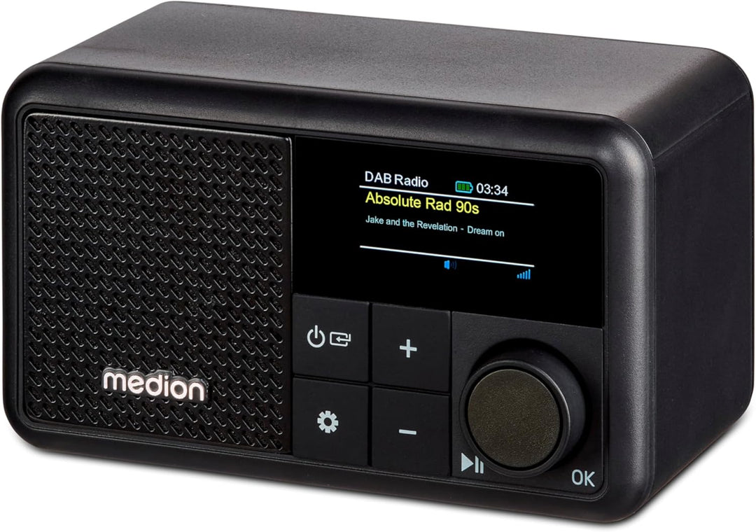 MEDION S66822 Tragbares Mini DAB+ Radio mit Bluetooth (Akku, dimmbares Farbdisplay, Teleskopantenne,
