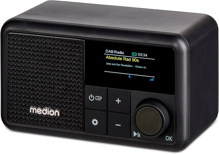 MEDION S66822 Tragbares Mini DAB+ Radio mit Bluetooth (Akku, dimmbares Farbdisplay, Teleskopantenne,