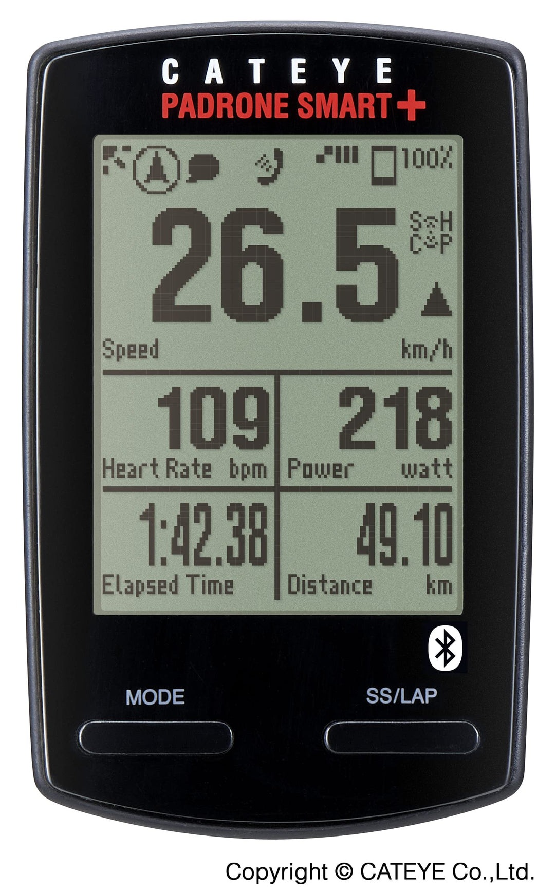 Cateye CC-SC100B Padrone Smart Fahrradcomputer S Schwarz, S Schwarz
