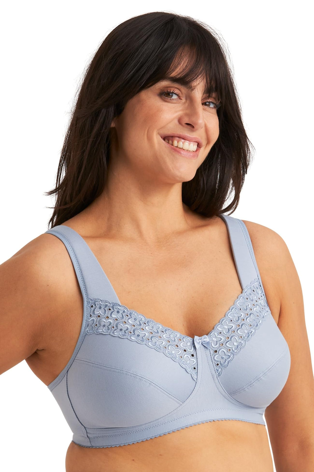 Miss Mary of Sweden - Broderie Anglaise, BH ohne Bügel für Damen, Baumwoll-BH, Bequeme Vollschalen-B
