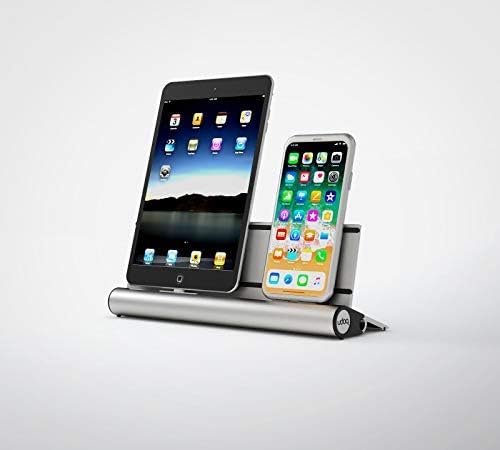 udoq 250 Ladestation für iPhone und AirPods, hochwertiges Design 4mm Aluminium, Lightning Kabel, Sil