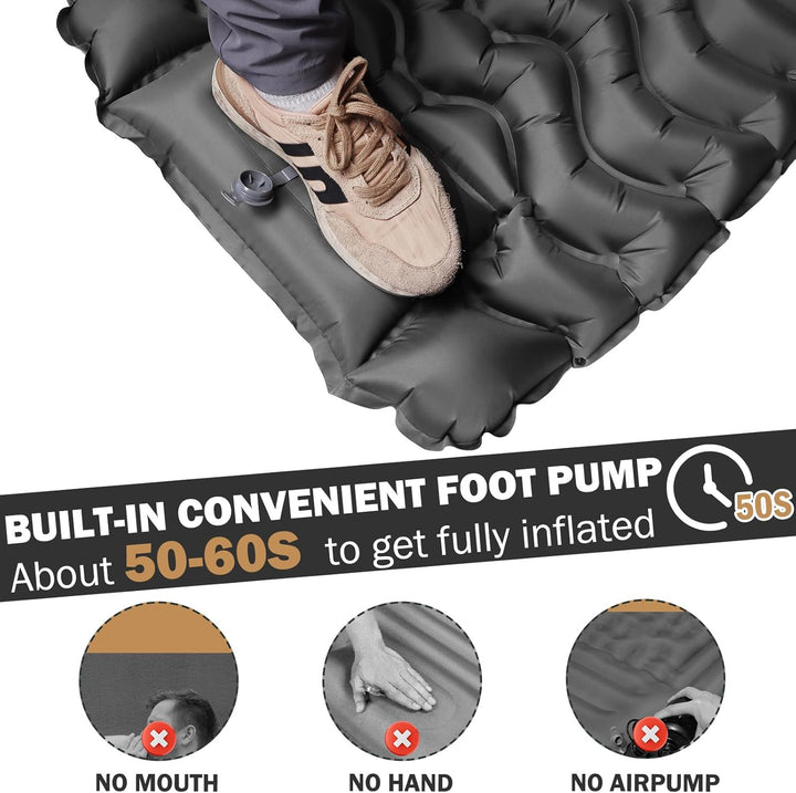 Isomatte, Ultraleichte Aufblasbare Luftmatratze, Camping Matratze mit Fusspresse Pumpe, Anti-Ripstop