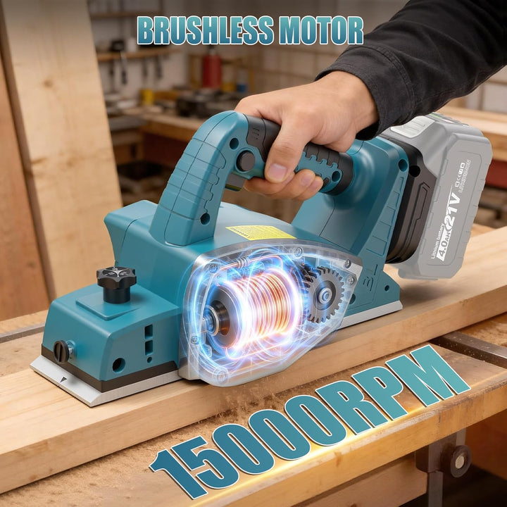 Akku Hobel Makita 18V Akku, 15000RPM Bürstenlose Elektrohobel mit 2 * 4.0Ah akku, 82mm Breite, 0-2MM