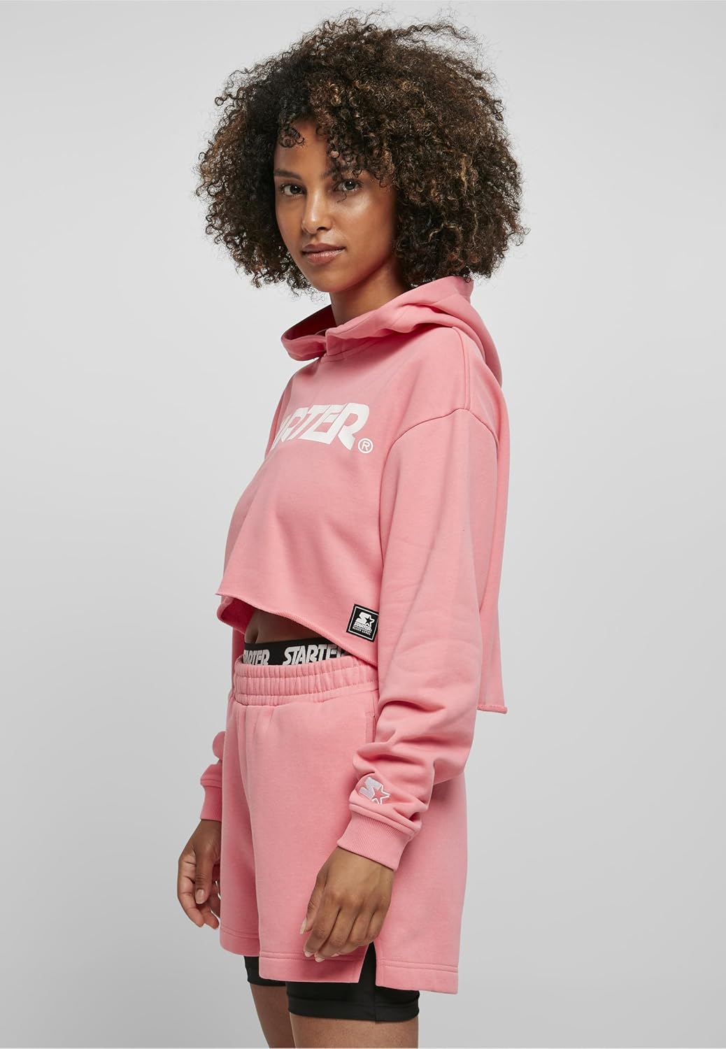 Starter Black Label Damen Kapuzenpullover Ladies Starter Cropped Hoody, Farbe pinkgrapefruit, Grösse