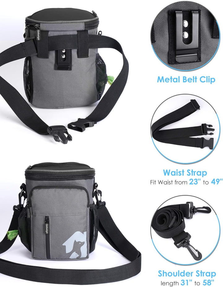 Gobeigo Leckerli-Tasche für 8 Hunde, 3 Tragemöglichkeiten, integrierter Kotbeutelspender, gross, Han