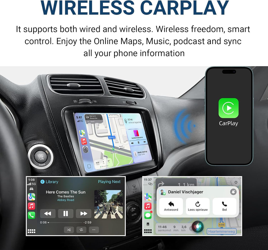 EZoneTronics Wireless CarPlay &amp; Android Auto Retrofit Kit Decoder Box für Fiat Freemont 2013-2018, P