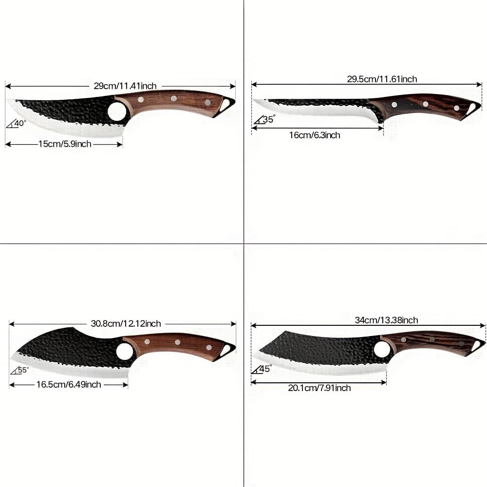 4 Stücke Kochmesser Set, Küchenmesser, Handgeschmiedet Chefmesser, Perfekt zum Schneiden Messer, Ser