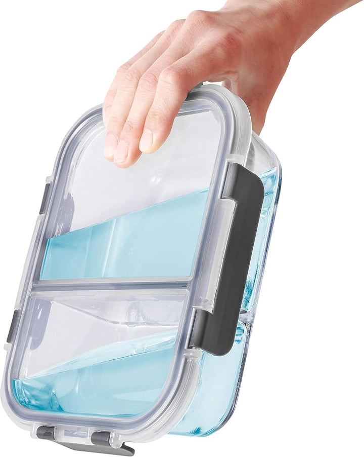 2-Fach Meal Prep Container aus Glas mit Transparentem deckel – Luftdicht Verschliessbare Frischhalte