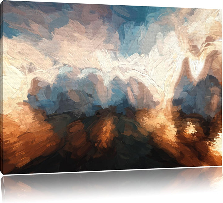 Pixxprint Eisschollen in der Antarktis Kunst Pinsel Effekt, Format: 100x70 auf Leinwand, XXL riesige