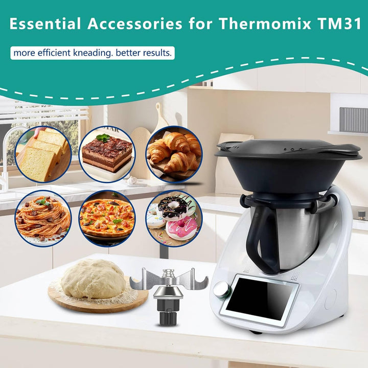 Teigmesser für Thermomix TM5,TM6,TM7,TM31,Edelstahl Teigmischmesser,Zubehör Ersatz Mischflügel Mit S