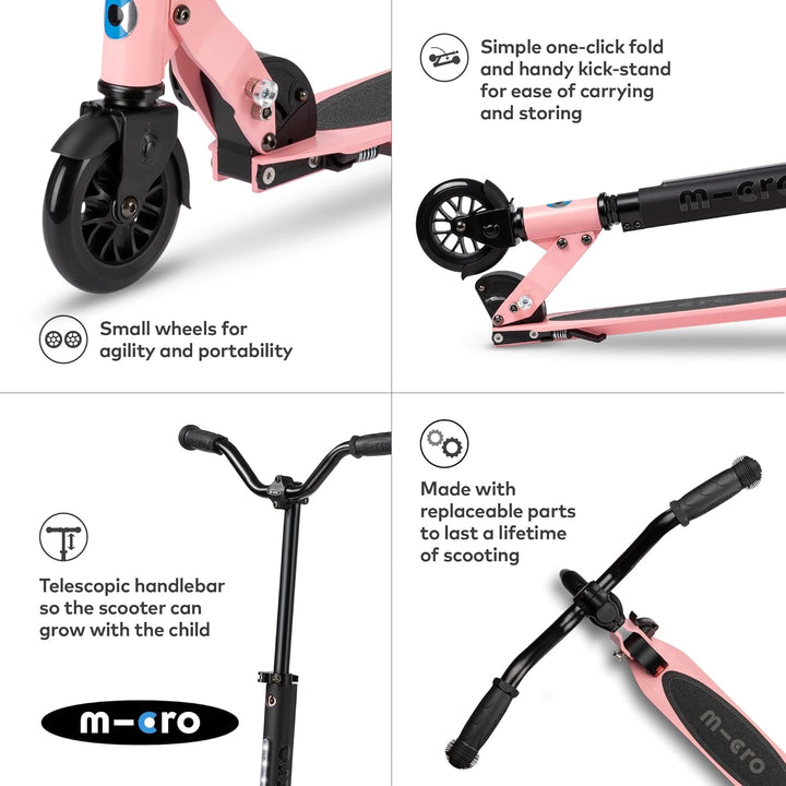MICRO Unisex Jugend Spirite Deluxe Scooter Einheitsgrösse Neon Rose, Einheitsgrösse Neon Rose