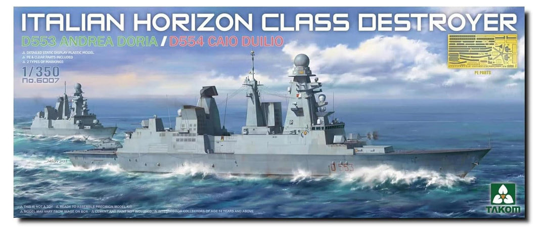 Tacom TKO6007 1/350 Italian Navy Horizon Class Destroyer D553 Andrea Doria/D554 Caio Duilio Kunststo