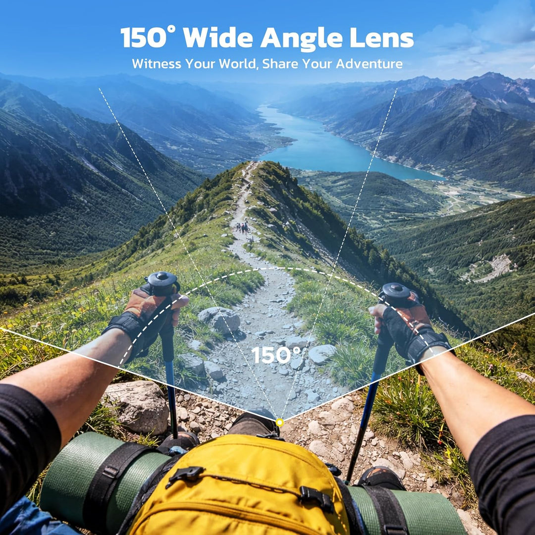 4K POV Kamera im Daumen Format – Mini Action Kamera mit WLAN, 64GB Speicherkarte, 1,47 Zoll Display