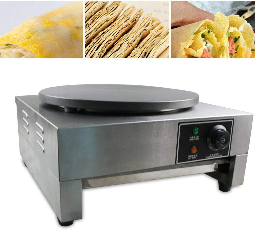 40CM Elektrischer Crepe Maker, 3000W Crepesplatte Crepesmaker Crepeseisen mit Thermostat Temperatur
