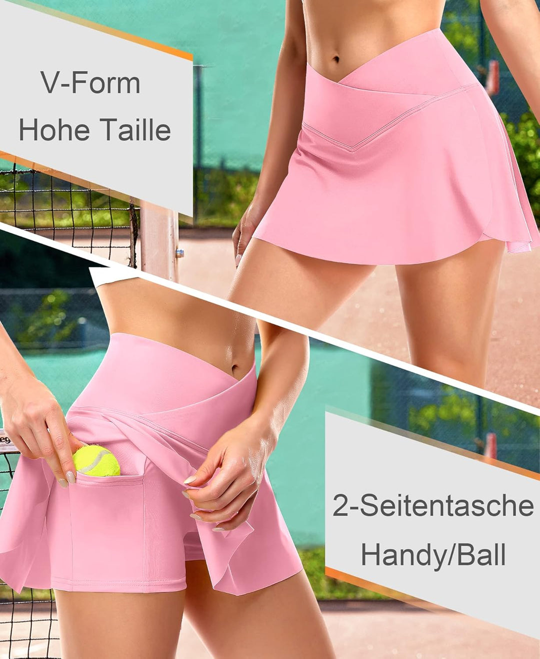 Plissierter Tennisrock Damen mit Unterhose Tennis Faltenrock Kurz Hosenrock Golf Sport Workout Runni